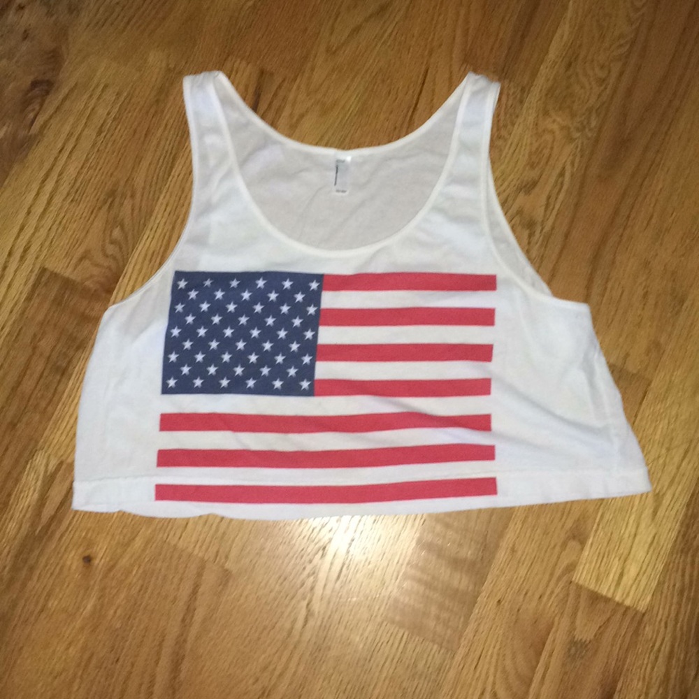 American apparel American flag tank top crop top